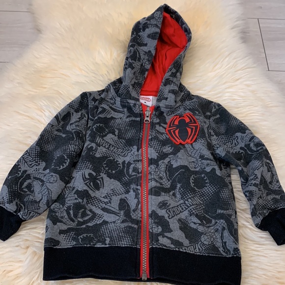 Spiderman Hoodie with Front Zipper in 2T Black/Red - Picture 5 of 6